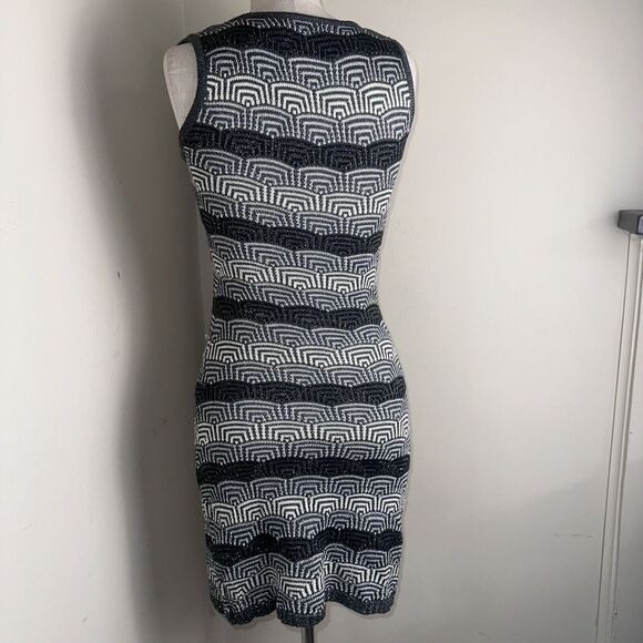 Grifflin Paris Dress Black Gray Cream Sleeveless Knit Stretch Size Small - Picture 5 of 9